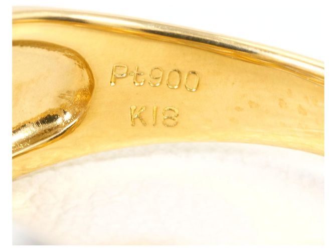 Autre Marque Ehering aus 18K Gelbgold und Platin mit Diamant Golden - Ansicht 5