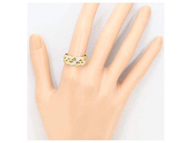 Autre Marque Ehering aus 18K Gelbgold und Platin mit Diamant Golden - Ansicht 7