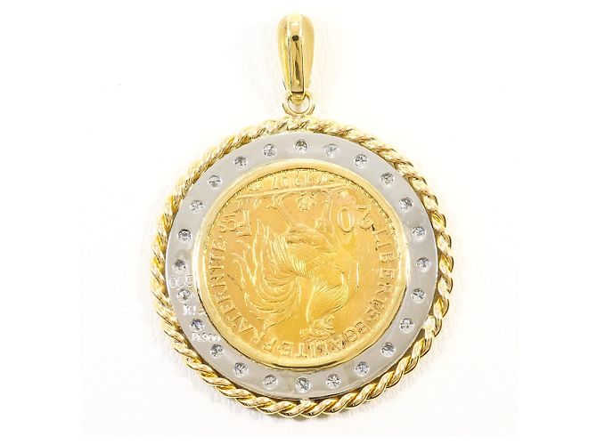 Autre Marque Pendente in diamanti, oro giallo 18K e platino D'oro - vista 3