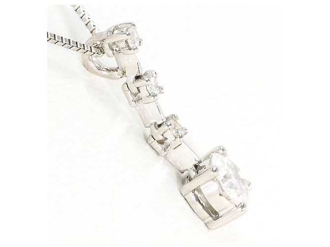 Autre Marque Collana in oro bianco 18K e platino con diamante D'oro - vista 2