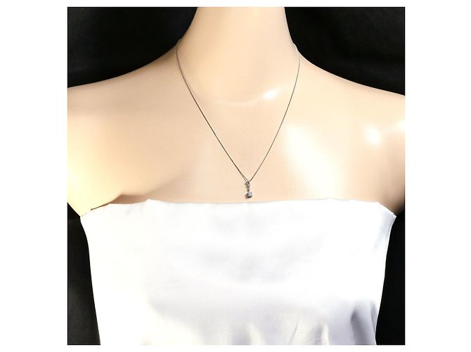 Autre Marque Collana in oro bianco 18K e platino con diamante D'oro - vista 6
