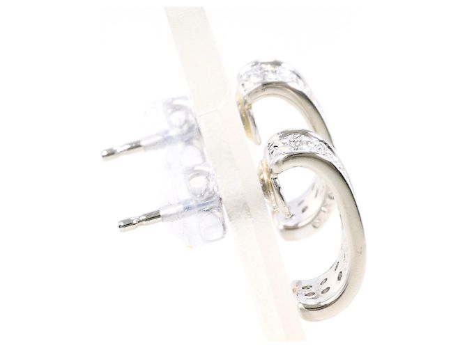 Autre Marque PT900 Platin Halbkreis-Ohrringe mit Diamant - Ansicht 3