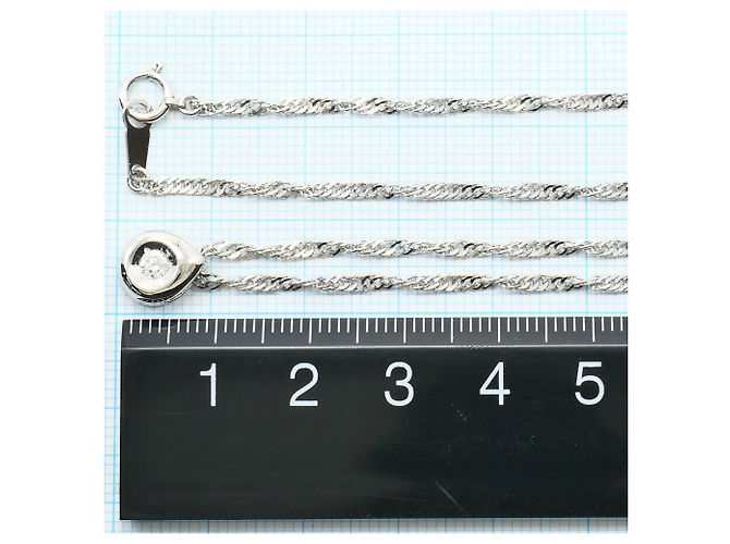Autre Marque Platin-Halskette mit Diamant-Detail - Ansicht 5
