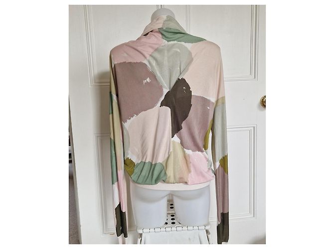 Kenzo Cárdigan de seda con estampado abstracto Castaño Rosa Beige Verde Gris - vista 4