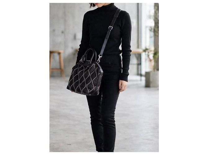 Alexander McQueen Borsa a mano in pelle trapuntata con borchie nera Nero - vista 3