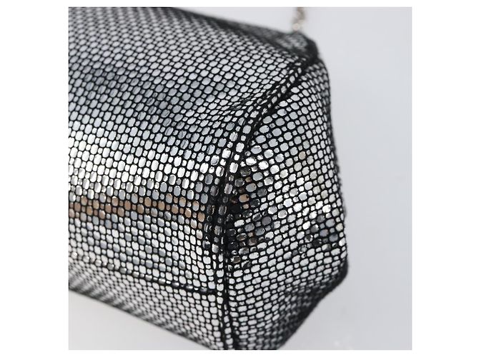 Borsa a tracolla in pelle Salvatore Ferragamo Gancini Chain Silver Auth hk4007V Argento - vista 14