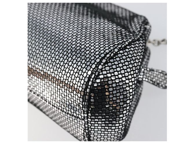 Borsa a tracolla in pelle Salvatore Ferragamo Gancini Chain Silver Auth hk4007V Argento - vista 16