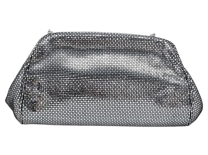 Borsa a tracolla in pelle Salvatore Ferragamo Gancini Chain Silver Auth hk4007V Argento - vista 2