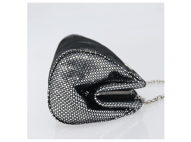 Borsa a tracolla in pelle Salvatore Ferragamo Gancini Chain Silver Auth hk4007V Argento - vista 3
