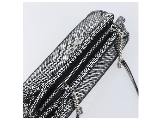 Borsa a tracolla in pelle Salvatore Ferragamo Gancini Chain Silver Auth hk4007V Argento - vista 6