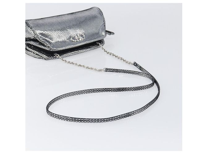 Borsa a tracolla in pelle Salvatore Ferragamo Gancini Chain Silver Auth hk4007V Argento - vista 7
