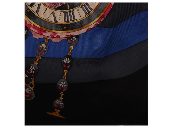 Hermès Foulard HERMES Carre 90 in Seta Blu Rosa Auth 198891 - vista 11