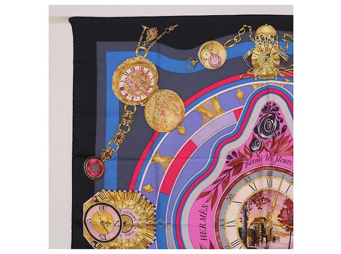 Hermès Foulard HERMES Carre 90 in Seta Blu Rosa Auth 198891 - vista 2