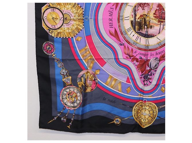Hermès Foulard HERMES Carre 90 in Seta Blu Rosa Auth 198891 - vista 8