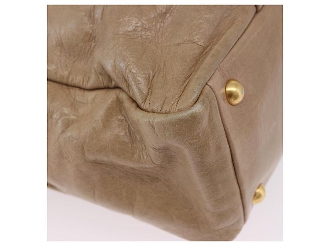 Borsa Miu Miu Vitellolux in pelle 2way Beige Tono Oro Auth 202110V - vista 16