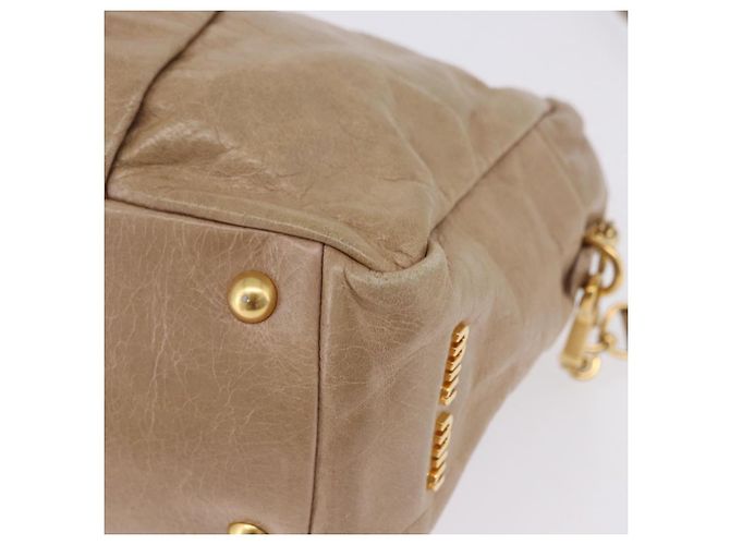 Borsa Miu Miu Vitellolux in pelle 2way Beige Tono Oro Auth 202110V - vista 17
