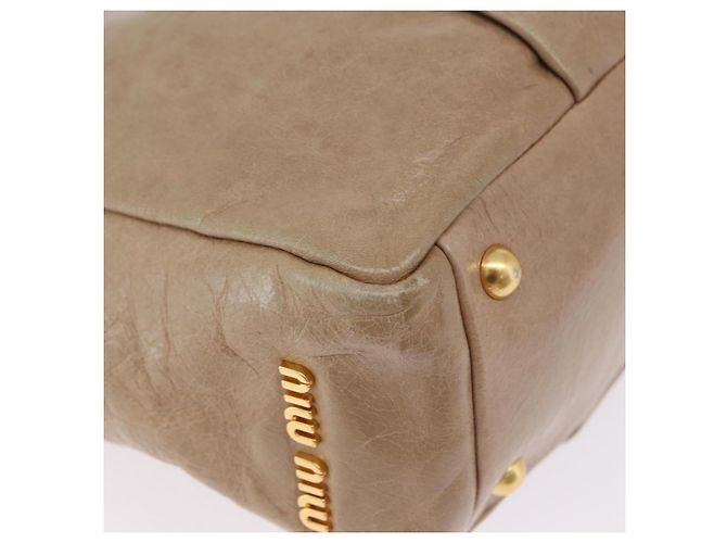 Borsa Miu Miu Vitellolux in pelle 2way Beige Tono Oro Auth 202110V - vista 18