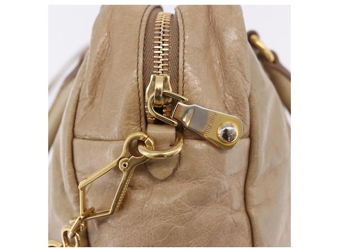 Borsa Miu Miu Vitellolux in pelle 2way Beige Tono Oro Auth 202110V - vista 20