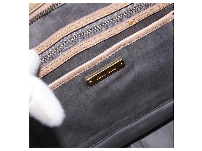 Borsa Miu Miu Vitellolux in pelle 2way Beige Tono Oro Auth 202110V - vista 21