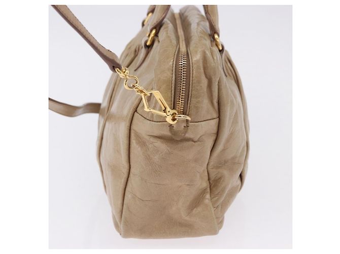 Borsa Miu Miu Vitellolux in pelle 2way Beige Tono Oro Auth 202110V - vista 3