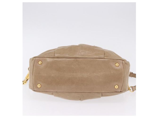 Borsa Miu Miu Vitellolux in pelle 2way Beige Tono Oro Auth 202110V - vista 5