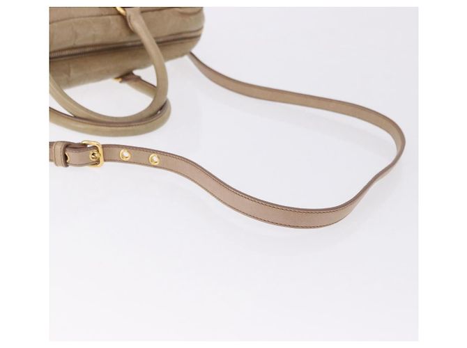 Borsa Miu Miu Vitellolux in pelle 2way Beige Tono Oro Auth 202110V - vista 8