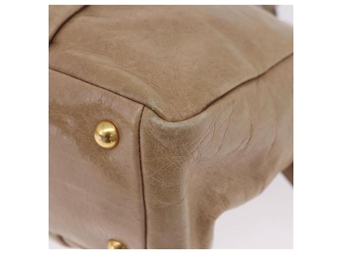 Borsa Miu Miu Vitellolux in pelle 2way Beige Tono Oro Auth 202110V - vista 9