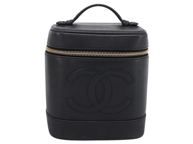 Borsa Vanity CHANEL COCO Mark Pelle Caviar Nero Oro CC Auth ka6003 D'oro - vista 13