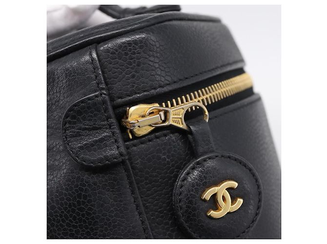 Borsa Vanity CHANEL COCO Mark Pelle Caviar Nero Oro CC Auth ka6003 D'oro - vista 17