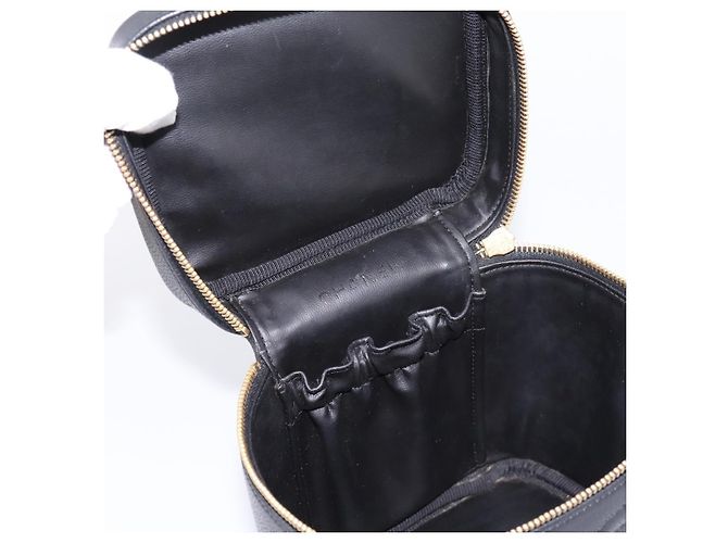 Borsa Vanity CHANEL COCO Mark Pelle Caviar Nero Oro CC Auth ka6003 D'oro - vista 18