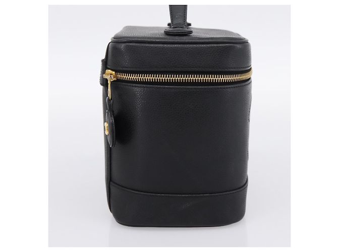 Borsa Vanity CHANEL COCO Mark Pelle Caviar Nero Oro CC Auth ka6003 D'oro - vista 3