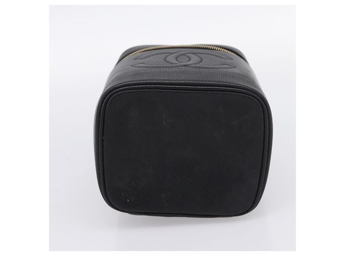 Borsa Vanity CHANEL COCO Mark Pelle Caviar Nero Oro CC Auth ka6003 D'oro - vista 5