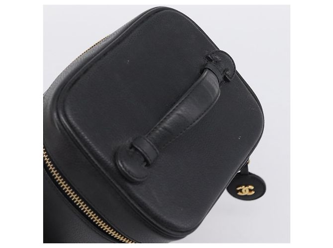 Borsa Vanity CHANEL COCO Mark Pelle Caviar Nero Oro CC Auth ka6003 D'oro - vista 6