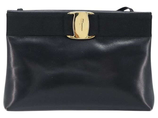 Borsa a tracolla Salvatore Ferragamo Vala in pelle nera e oro Auth 200983 Nero D'oro - vista 13
