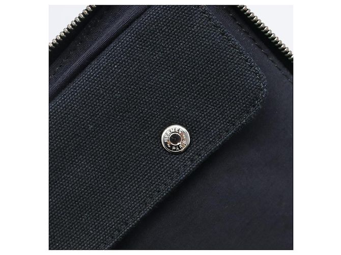 Hermès HERMES Fourre Tout Perth Wallet Cotton Black Silver Auth am12528A Nero Argento - vista 10