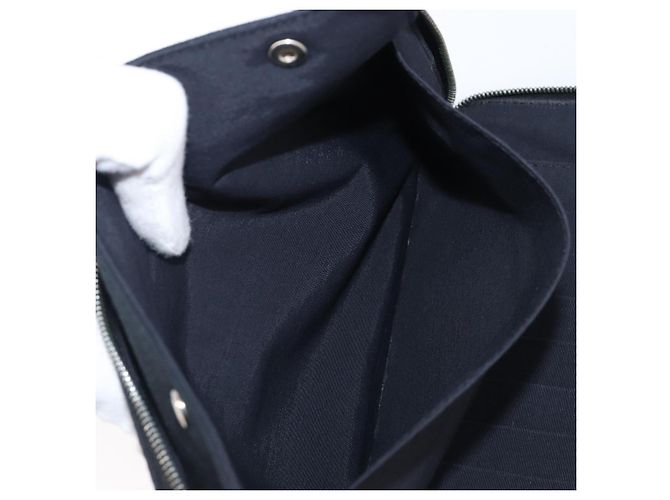 Hermès HERMES Fourre Tout Perth Wallet Cotton Black Silver Auth am12528A Nero Argento - vista 11