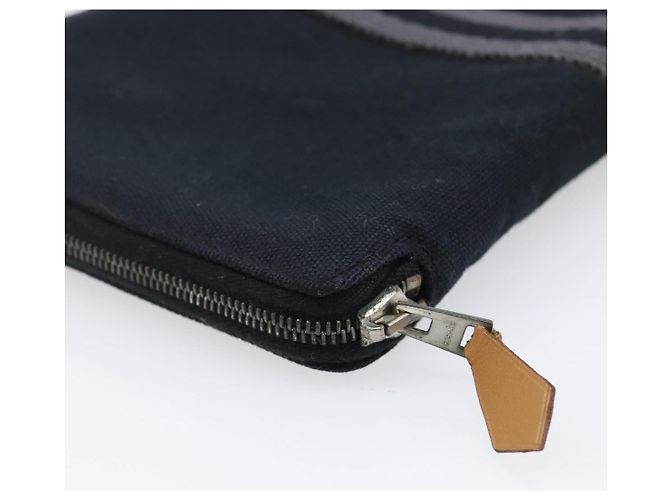 Hermès HERMES Fourre Tout Perth Wallet Cotton Black Silver Auth am12528A Nero Argento - vista 14
