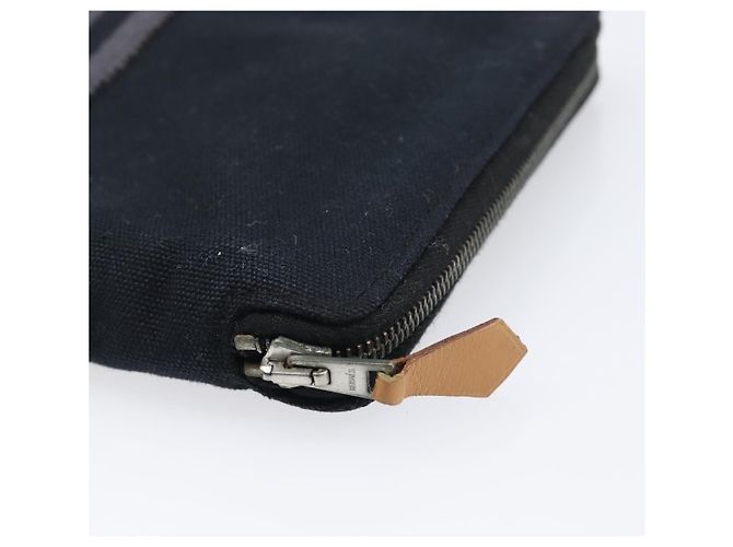 Hermès HERMES Fourre Tout Perth Wallet Cotton Black Silver Auth am12528A Nero Argento - vista 15
