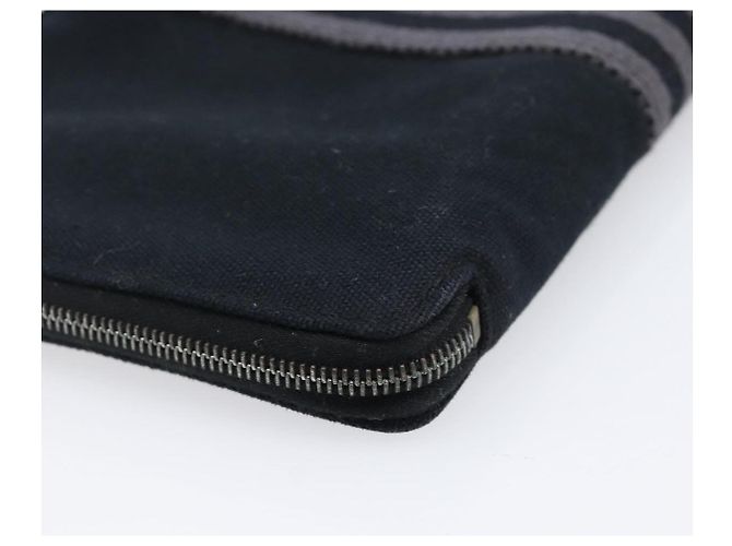 Hermès HERMES Fourre Tout Perth Wallet Cotton Black Silver Auth am12528A Nero Argento - vista 16
