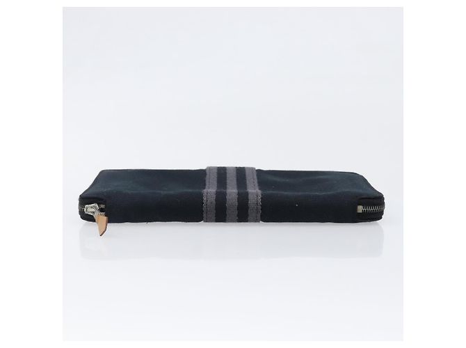 Hermès HERMES Fourre Tout Perth Wallet Cotton Black Silver Auth am12528A Nero Argento - vista 6