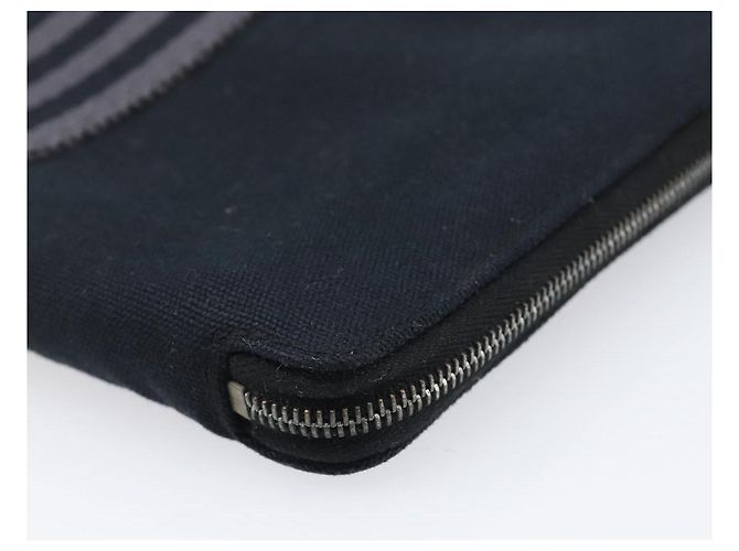 Hermès HERMES Fourre Tout Perth Wallet Cotton Black Silver Auth am12528A Nero Argento - vista 7