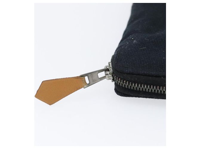 Hermès HERMES Fourre Tout Perth Wallet Cotton Black Silver Auth am12528A Nero Argento - vista 8