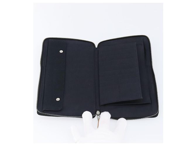 Hermès HERMES Fourre Tout Perth Wallet Cotton Black Silver Auth am12528A Nero Argento - vista 9