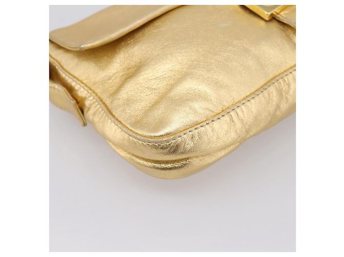 Borsa a tracolla FENDI Mamma Baguette in pelle Oro Argento Auth 199367A D'oro - vista 14