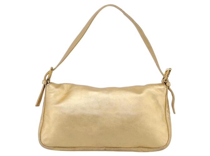 Borsa a tracolla FENDI Mamma Baguette in pelle Oro Argento Auth 199367A D'oro - vista 2