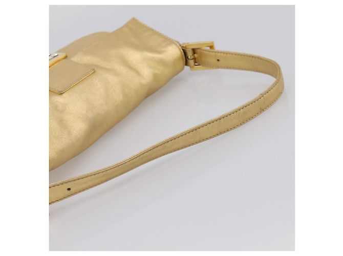 Borsa a tracolla FENDI Mamma Baguette in pelle Oro Argento Auth 199367A D'oro - vista 7