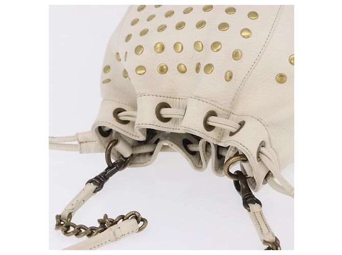 Borsa a tracolla BURBERRY Chain Purse Blue Label in pelle Bianca Auth 201916 Bianco - vista 7
