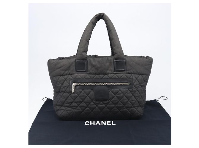 Borsa Tote CHANEL Cococoon Canvas Black Silver CC Auth bs36844 Nero Argento - vista 12