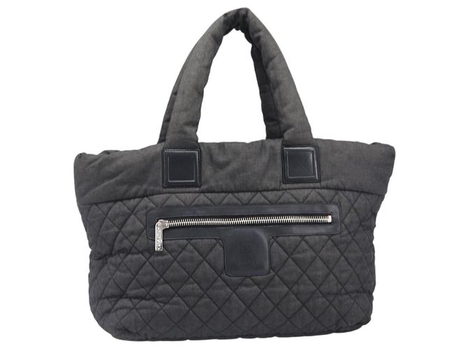 Borsa Tote CHANEL Cococoon Canvas Black Silver CC Auth bs36844 Nero Argento - vista 13