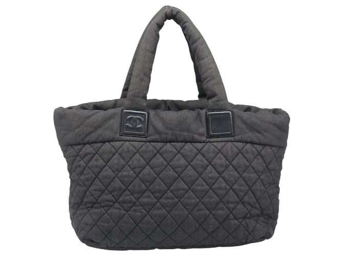 Borsa Tote CHANEL Cococoon Canvas Black Silver CC Auth bs36844 Nero Argento - vista 2